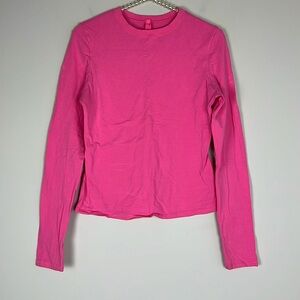 Skims Bubble Gum Pink Long Sleeve Cotton T-shirt SIZE L